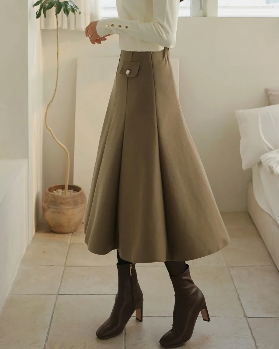Fleece Lined Pintuck Banding Skirt