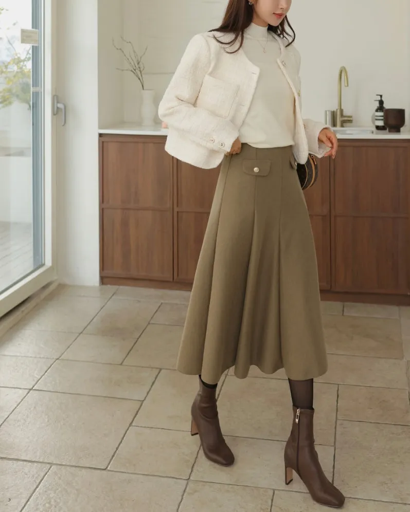 Fleece Lined Pintuck Banding Skirt