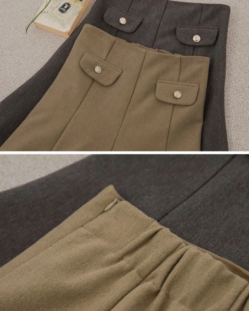 Fleece Lined Pintuck Banding Skirt