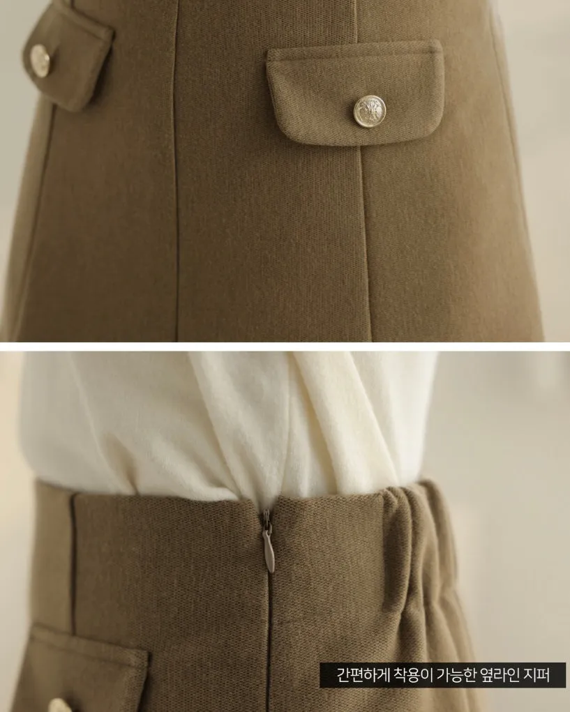 Fleece Lined Pintuck Banding Skirt