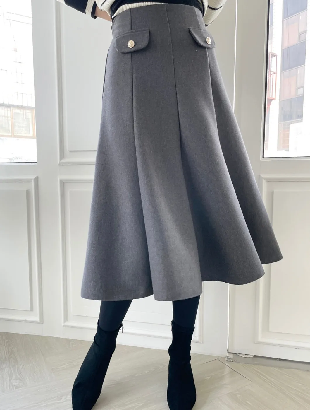 Fleece Lined Pintuck Banding Skirt