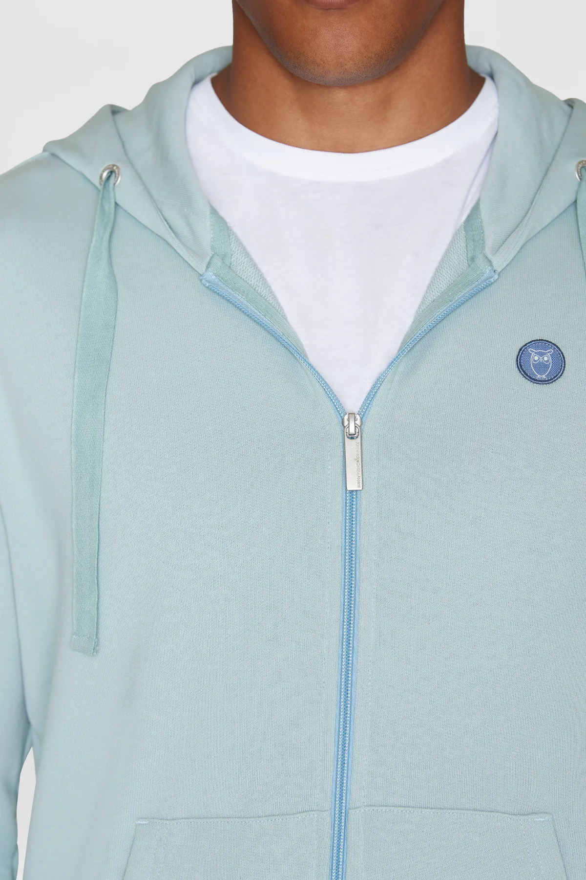 Gray Mist Kangaroo Badge Hoodie Knowledge Cotton Apparel