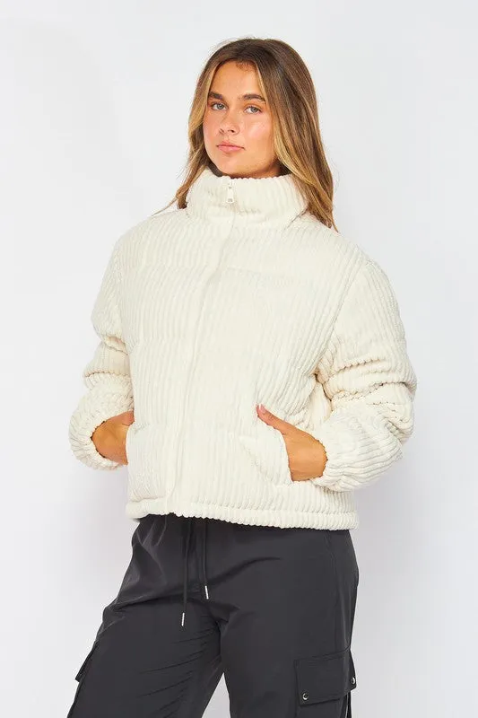 Ivory Jacket Corduroy Stage Puffer Jacket